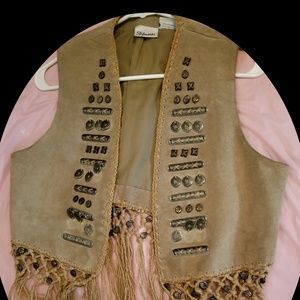 Real Suade and metal button on Vest New!
